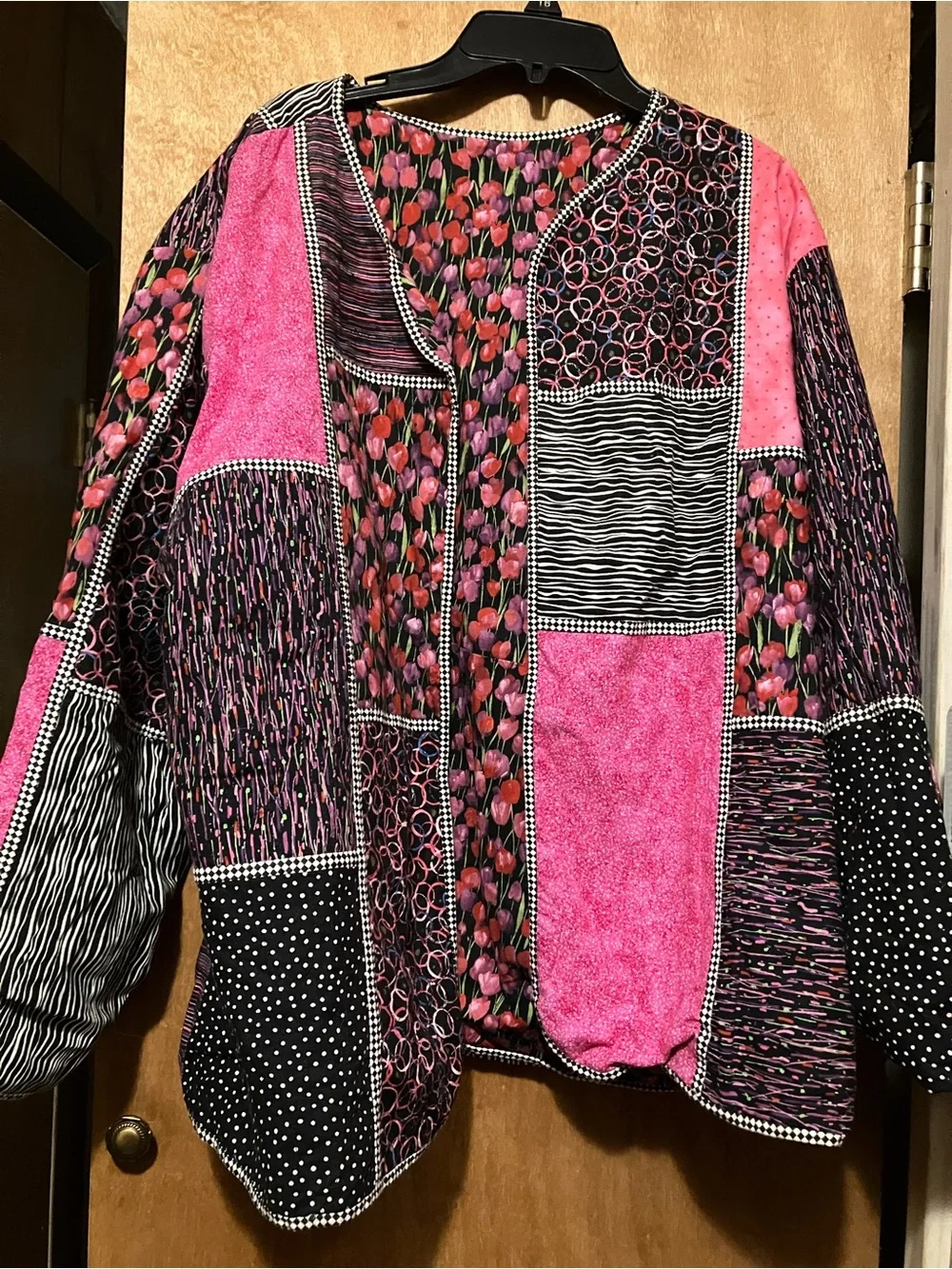 Homemade Pink Floral Patchwork  Reversible Jacket Size L/XL